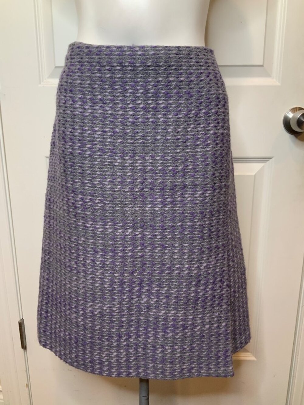 Valentino Gray & Purple Wool Tweed Pencil Skirt, Size 12